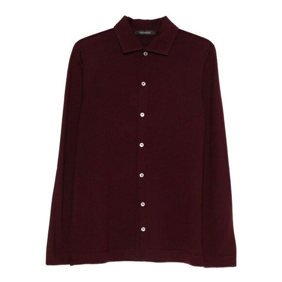 TAGLIATORE Men's Fine Knit Collared Button-Front Shirt Men RED Sweaters &